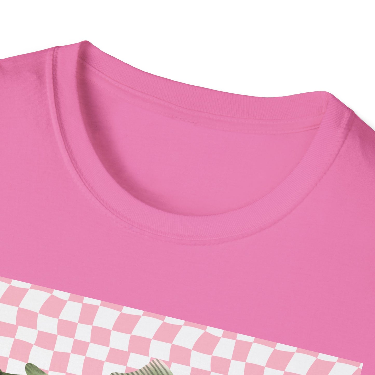 Three Vintage Fish T-Shirt | Pink Checkerboard Background