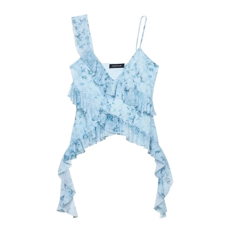 Cowgirl Ruffle Tank Top - Leapord Print, Floral Print