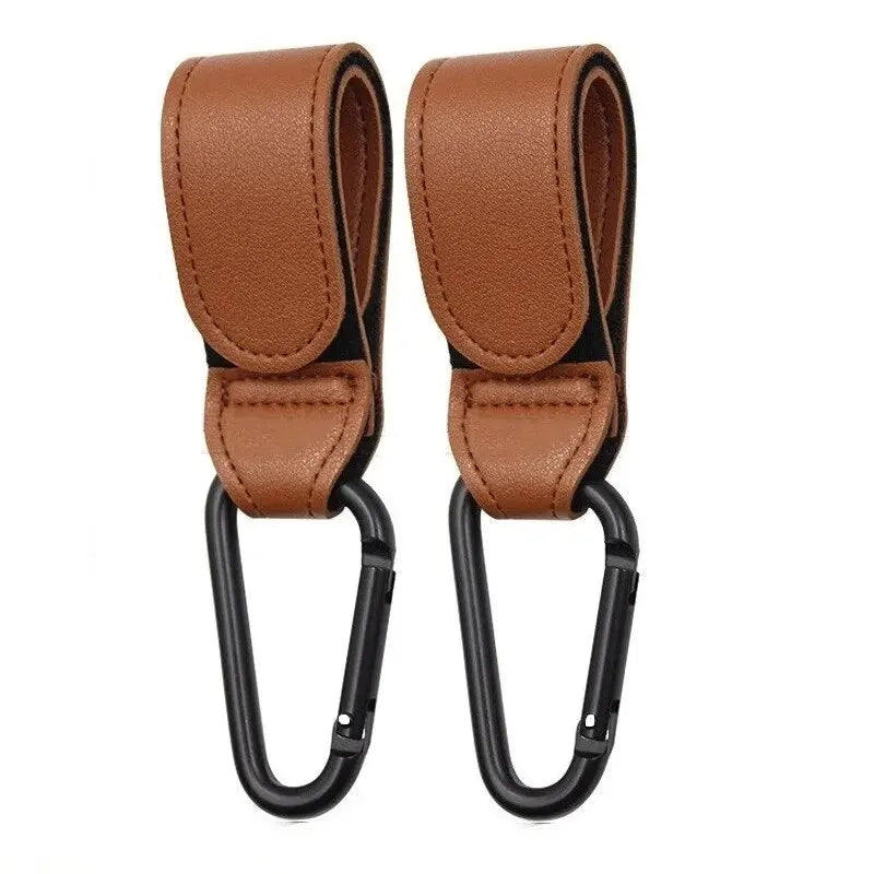 2Pcs Leather Cart/Baby Stroller Hooks