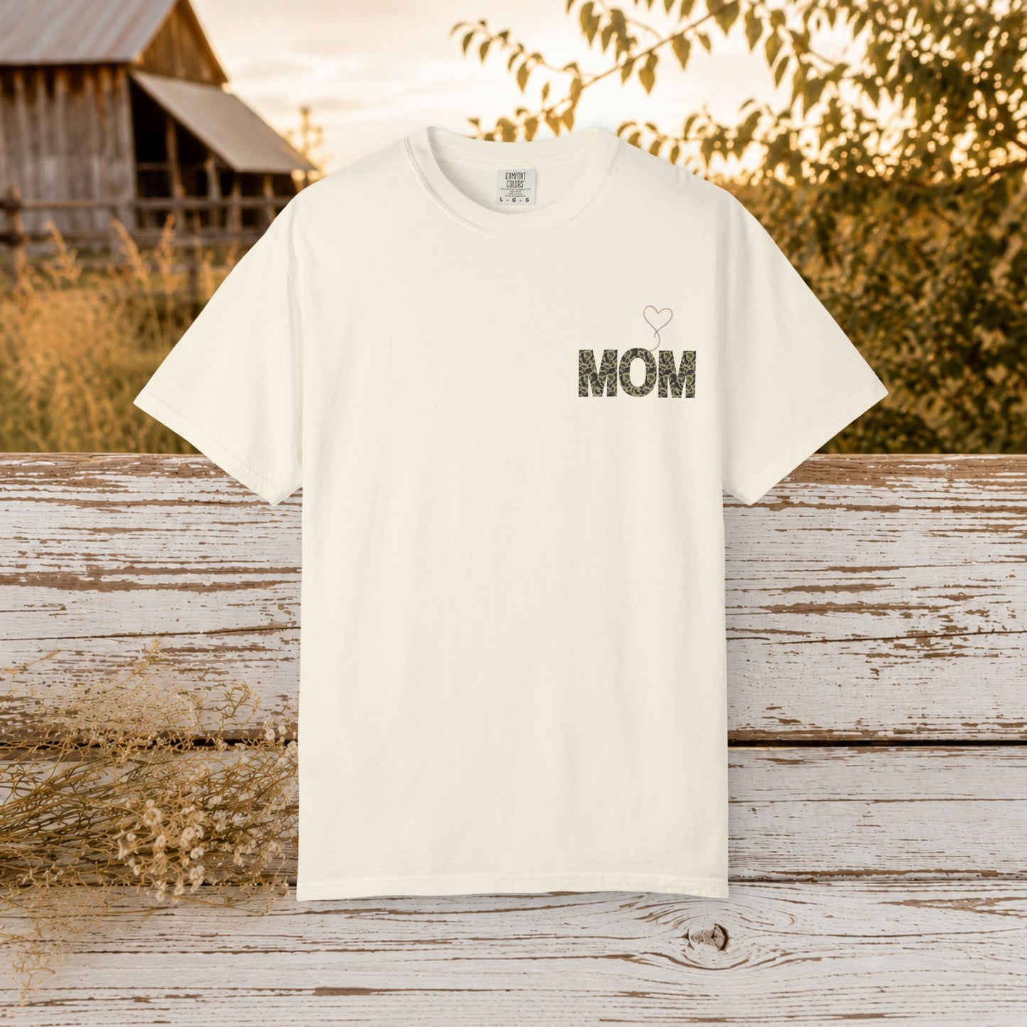 Country Mom Camo Shirt with Rope Heart, Rustic Mama T-Shirt, Western Mom Gift, Camo Heart Graphic Tee, Mothers Day Country Mom Shirt
