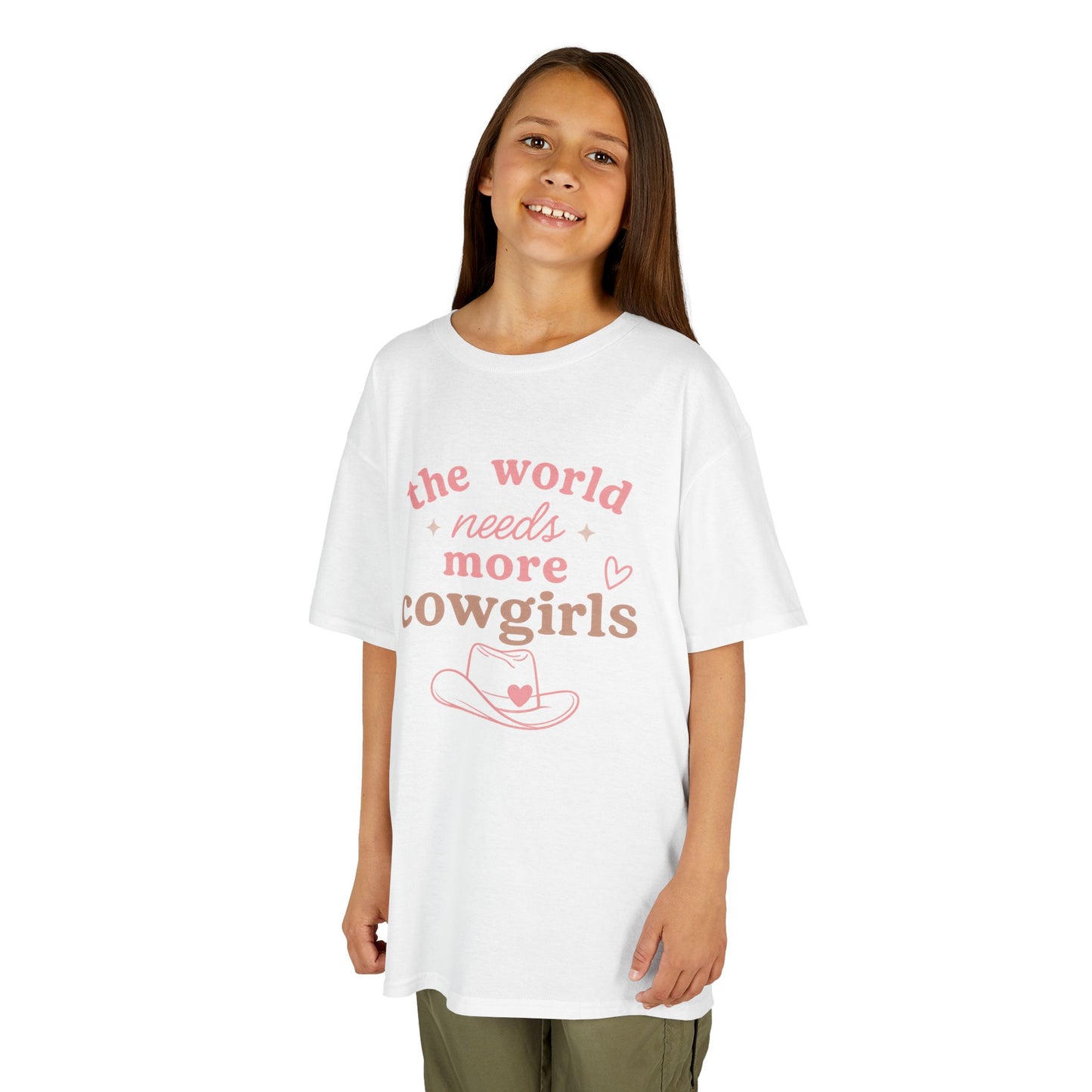 “The World Needs More Cowgirls” Pink Cowgirl Graphic - Kids Tee