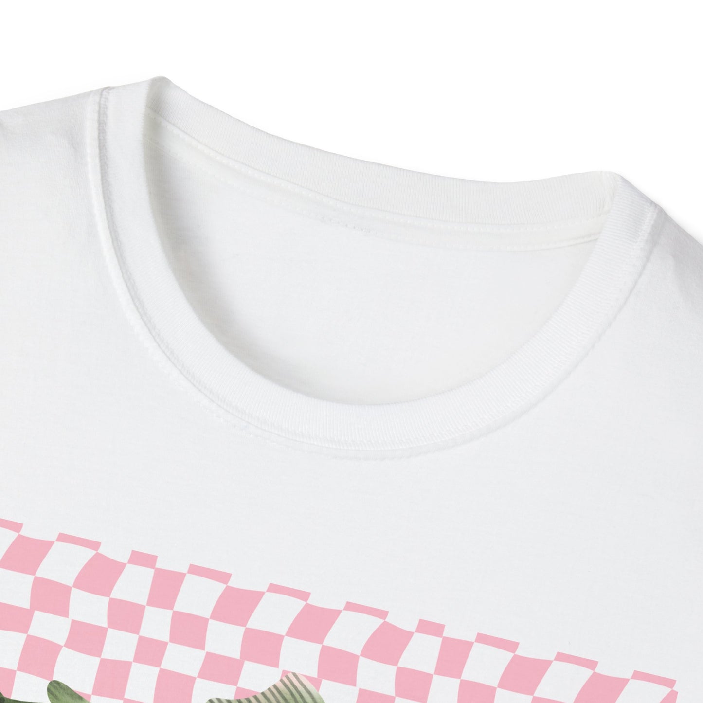 Three Vintage Fish T-Shirt | Pink Checkerboard Background