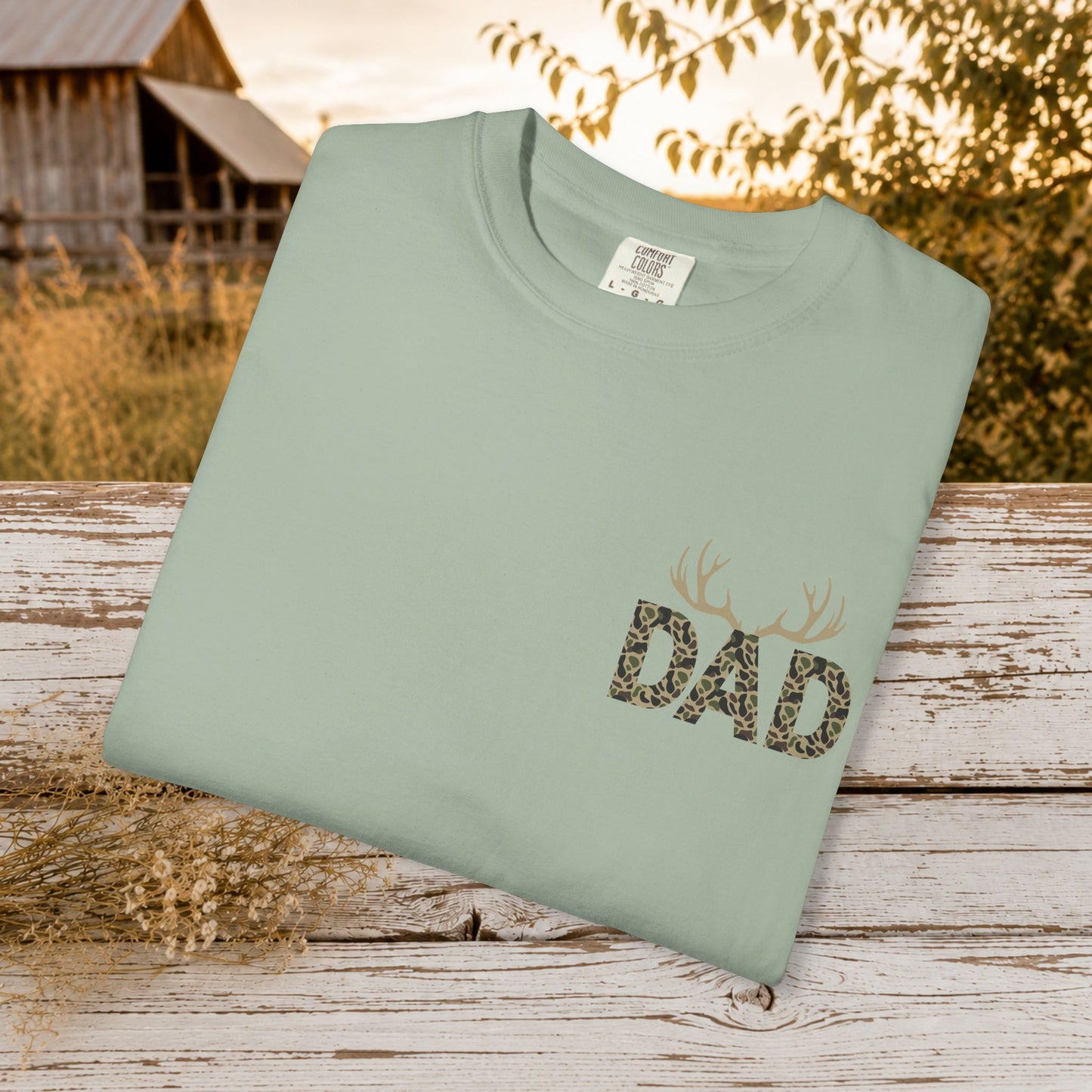 Dad Camo Deer Antler Shirt, Country Dad Hunting T-Shirt, Rustic Fathers Day Gift for Hunter, Antlers Graphic Tee for Dad, Outdoorsman Gift