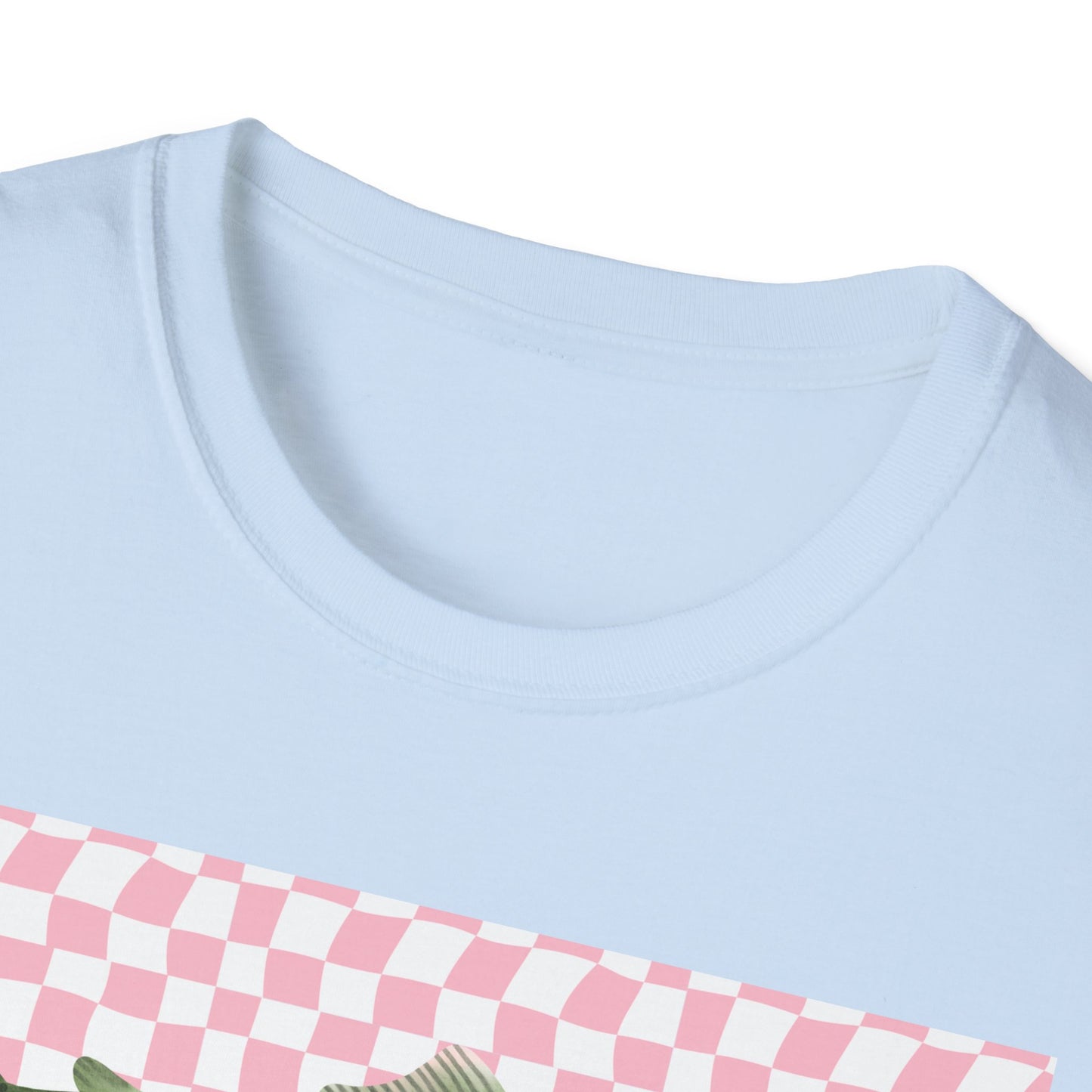 Three Vintage Fish T-Shirt | Pink Checkerboard Background
