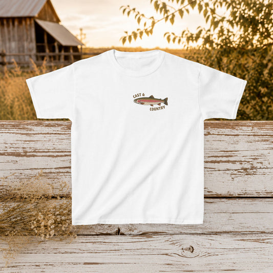 "Cast & Country" Trout Fishing Graphic Shirt - Kids Tee