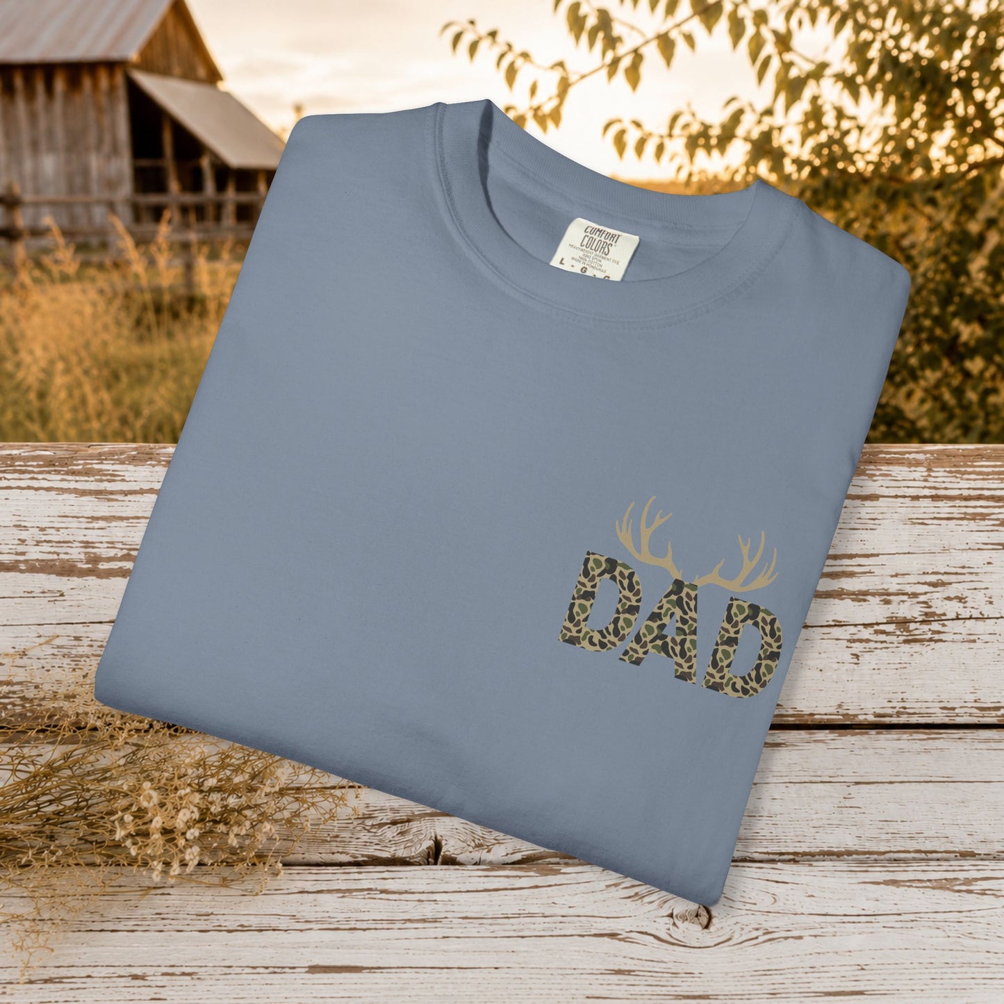 Dad Camo Deer Antler Shirt, Country Dad Hunting T-Shirt, Rustic Fathers Day Gift for Hunter, Antlers Graphic Tee for Dad, Outdoorsman Gift