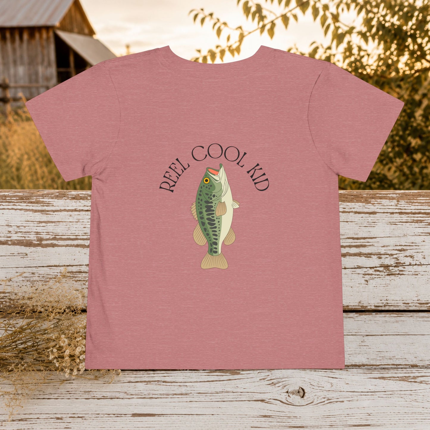 “Reel Cool Kid” Fishing Bass Graphic - Toddler Tee