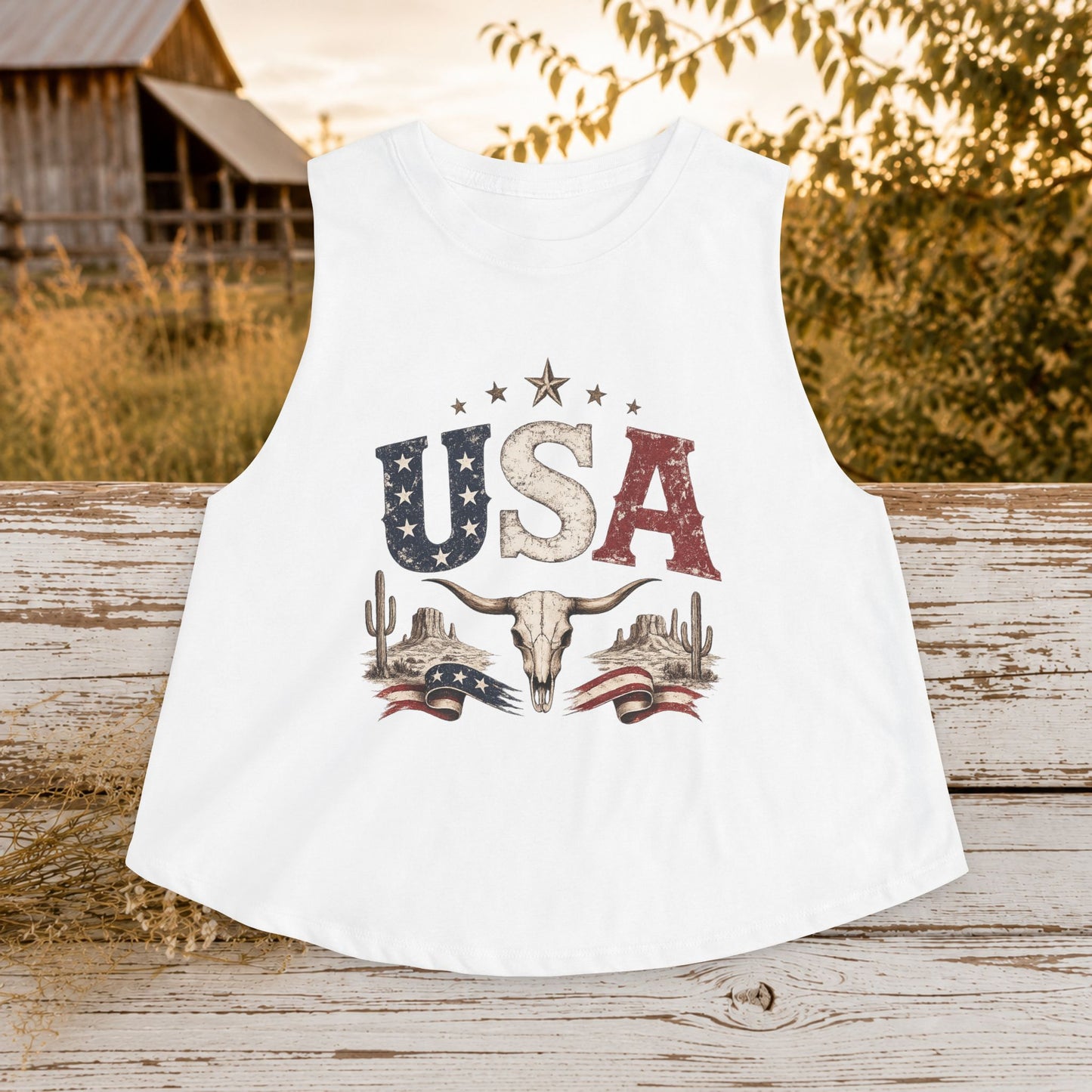 Women's USA Crop Top Tank - Patriotic Festival Tank Top