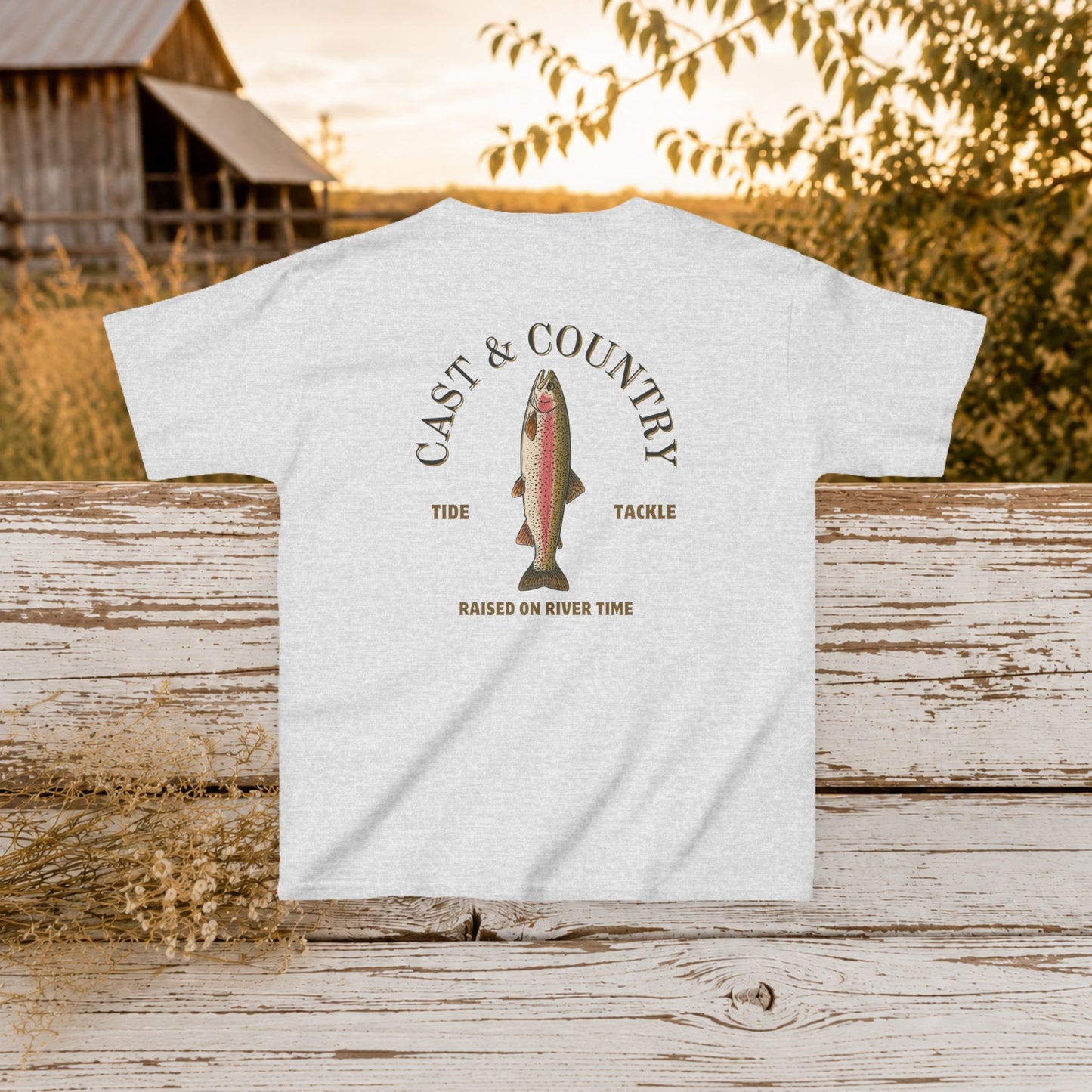 "Cast & Country" Trout Fishing Graphic Shirt - Kids Tee