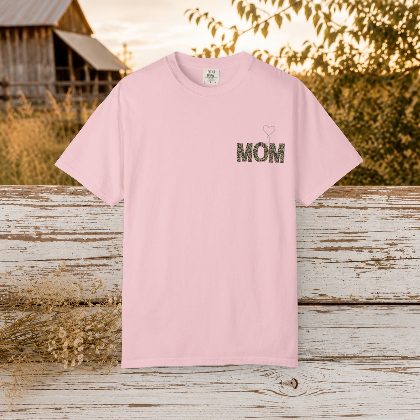 Country Mom Camo Shirt with Rope Heart, Rustic Mama T-Shirt, Western Mom Gift, Camo Heart Graphic Tee, Mothers Day Country Mom Shirt