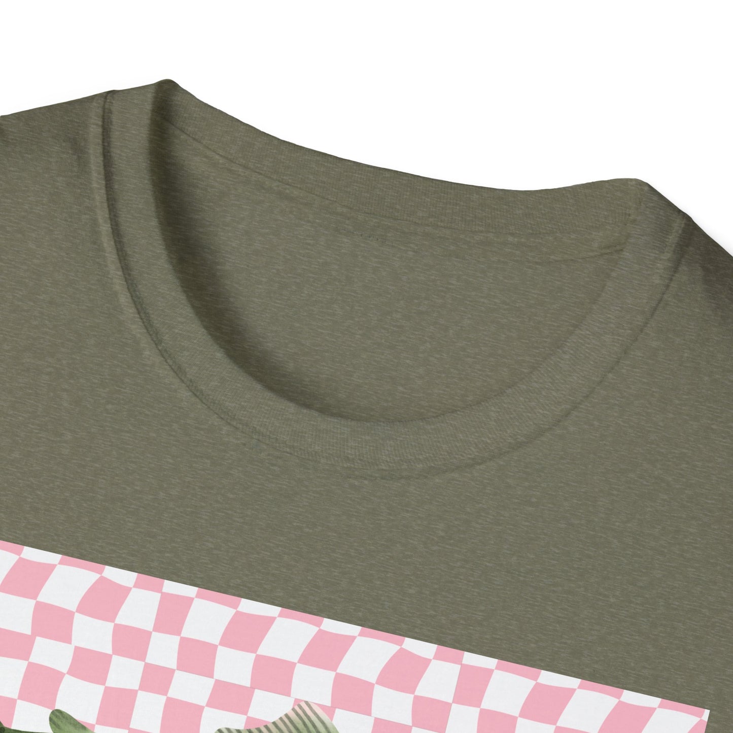 Three Vintage Fish T-Shirt | Pink Checkerboard Background