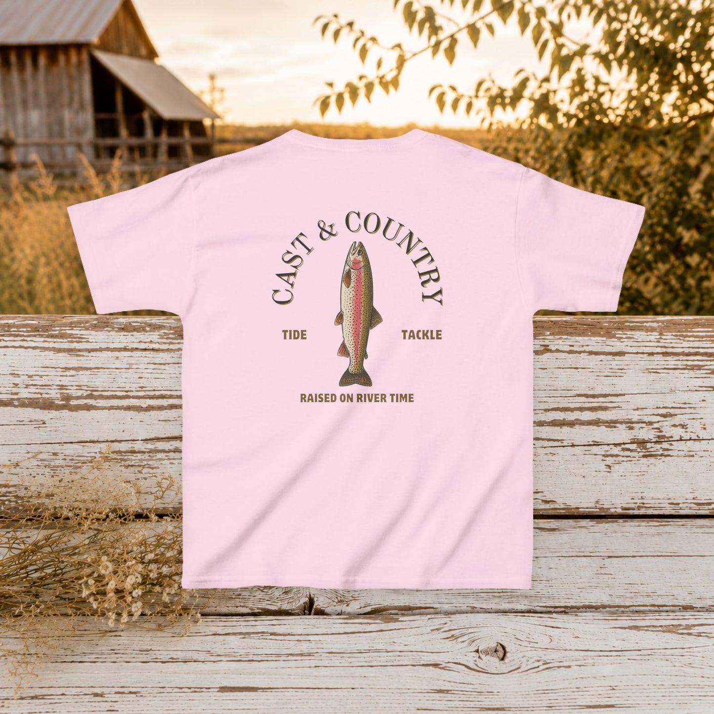 "Cast & Country" Trout Fishing Graphic Shirt - Kids Tee