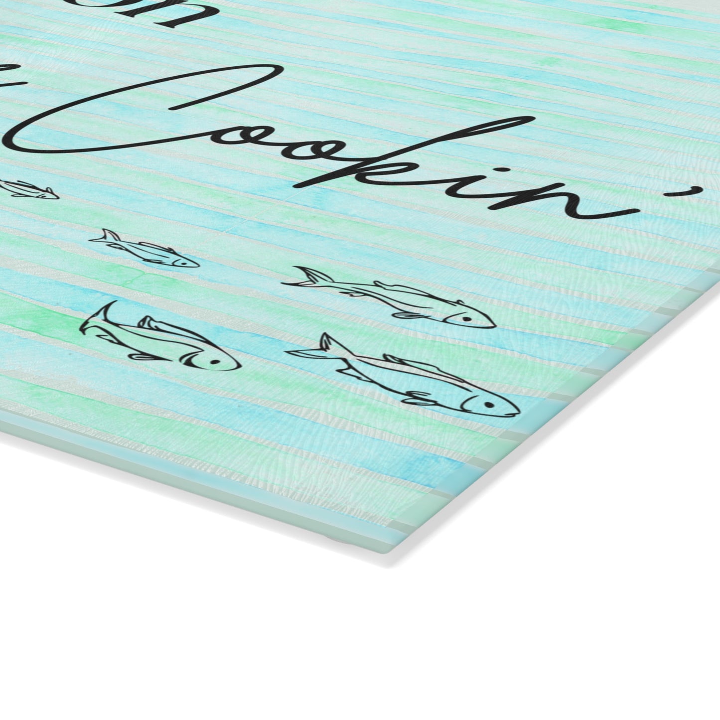 Hooked on Home Cookin' Glass Cutting Board – Coastal Kitchen Decor