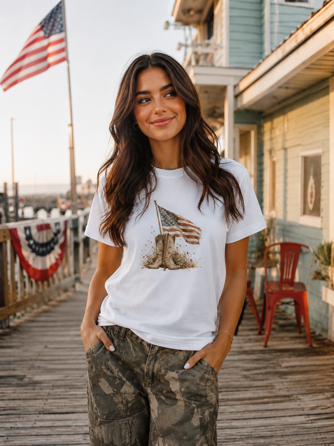 Patriotic Flag Graphic Tee - American T-shirt