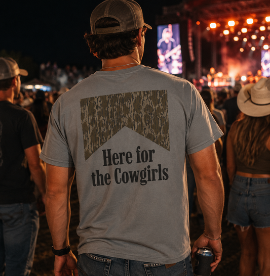 "Here for the Cowgirls" T-Shirt — Western Graphic Tee