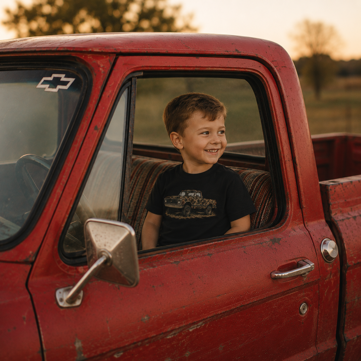Toddler Tee — Vintage Camouflage Pickup Truck Graphic