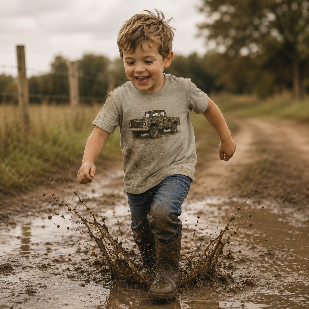 Toddler Tee — Vintage Camouflage Pickup Truck Graphic