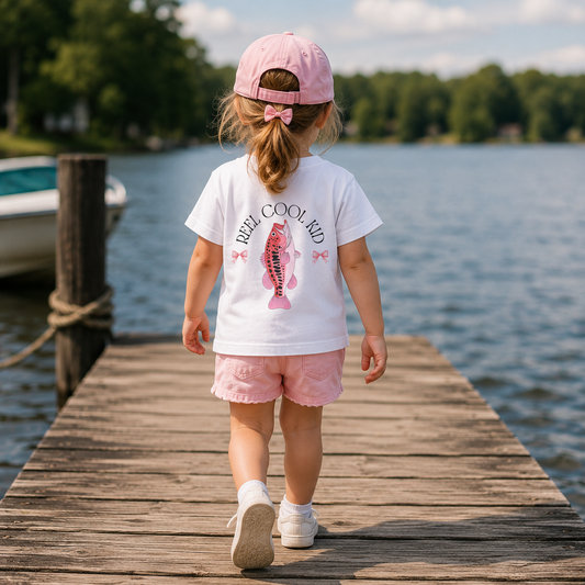"Reel Cool Kid" Pink Fish Fishing Shirt - Toddler Tee