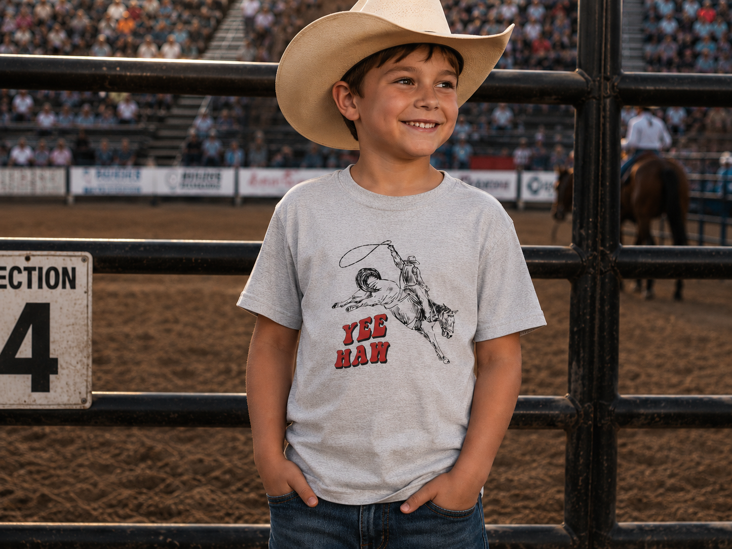 'Yee Haw' Rodeo Cowboy Graphic - Kids Tee