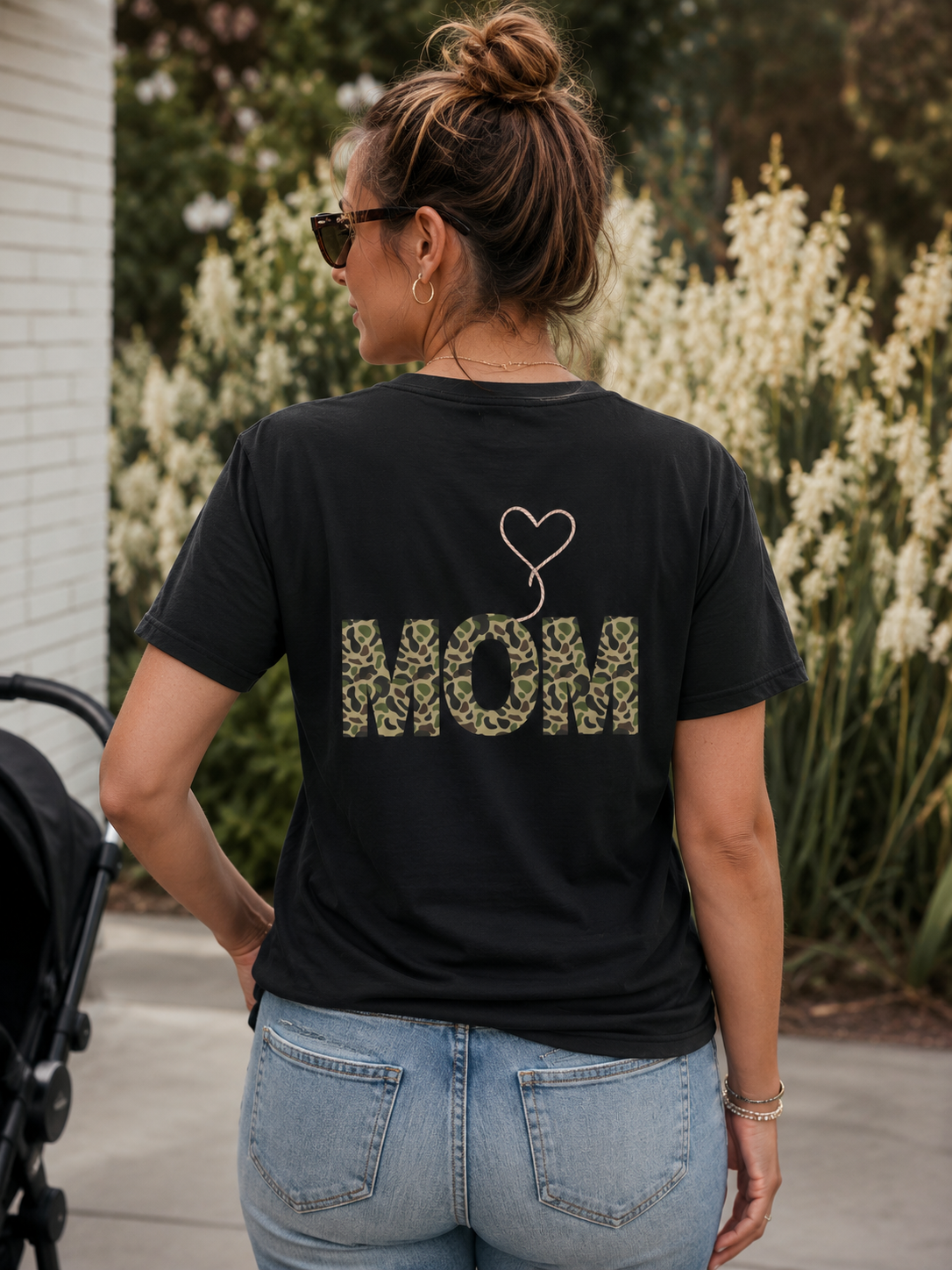 Country Mom Camo Shirt with Rope Heart, Rustic Mama T-Shirt, Western Mom Gift, Camo Heart Graphic Tee, Mothers Day Country Mom Shirt