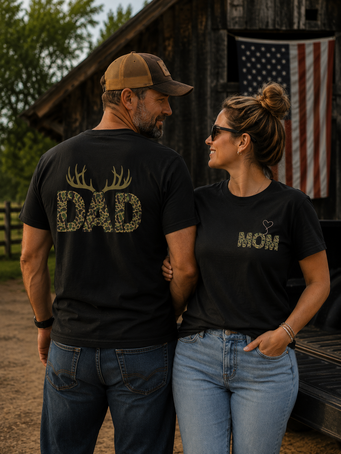 Dad Camo Deer Antler Shirt, Country Dad Hunting T-Shirt, Rustic Fathers Day Gift for Hunter, Antlers Graphic Tee for Dad, Outdoorsman Gift