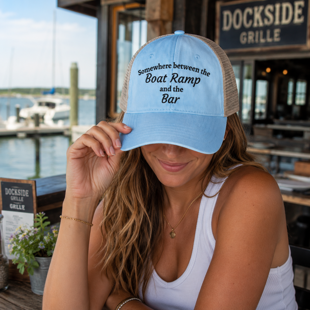 Boat Ramp & Bar Embroidered Hat for Women