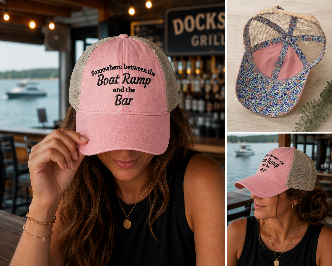 Boat Ramp & Bar Embroidered Hat for Women