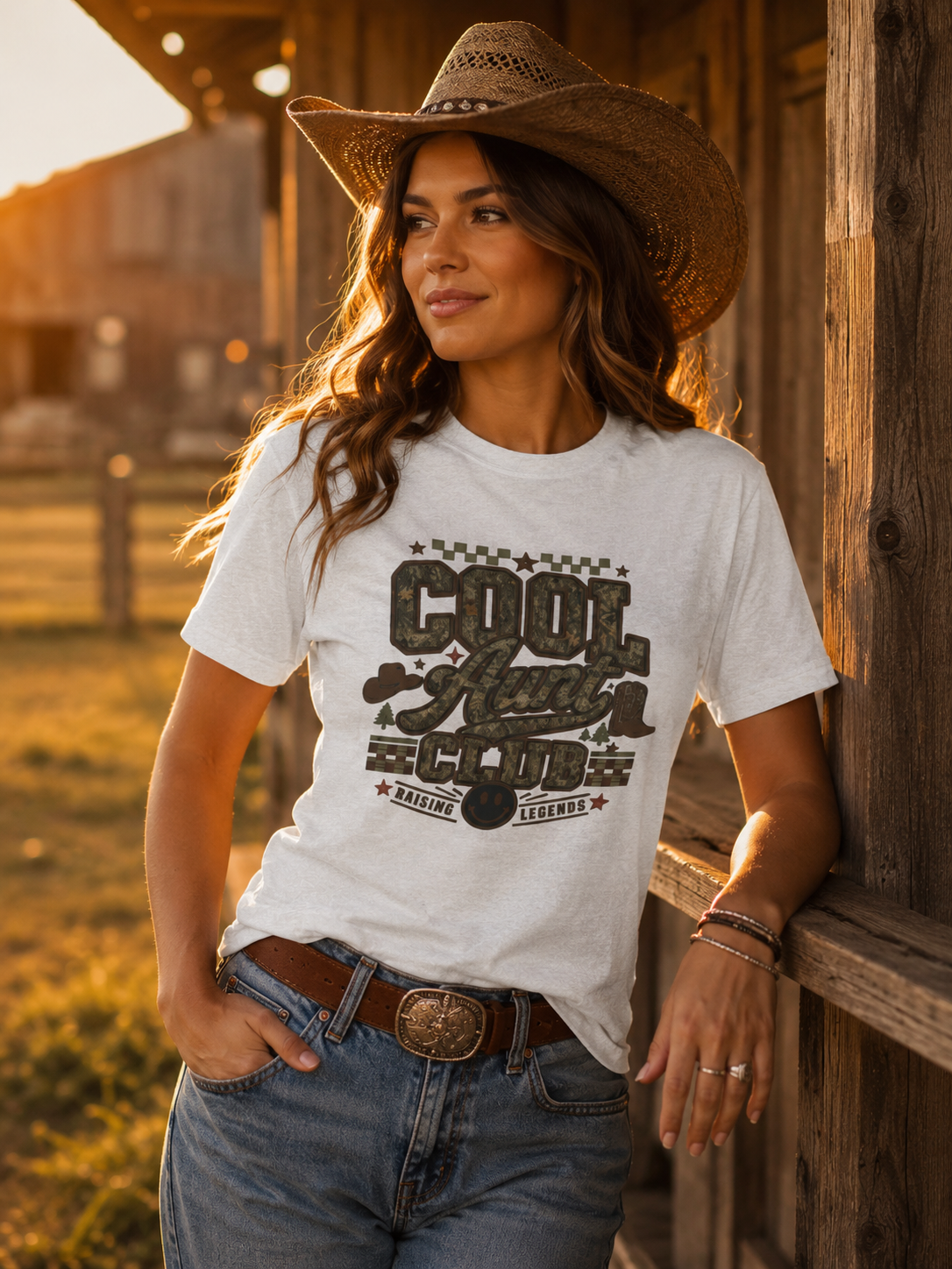 Cool Aunt Club Camo Tee — 'Raising Legends' Vintage Style