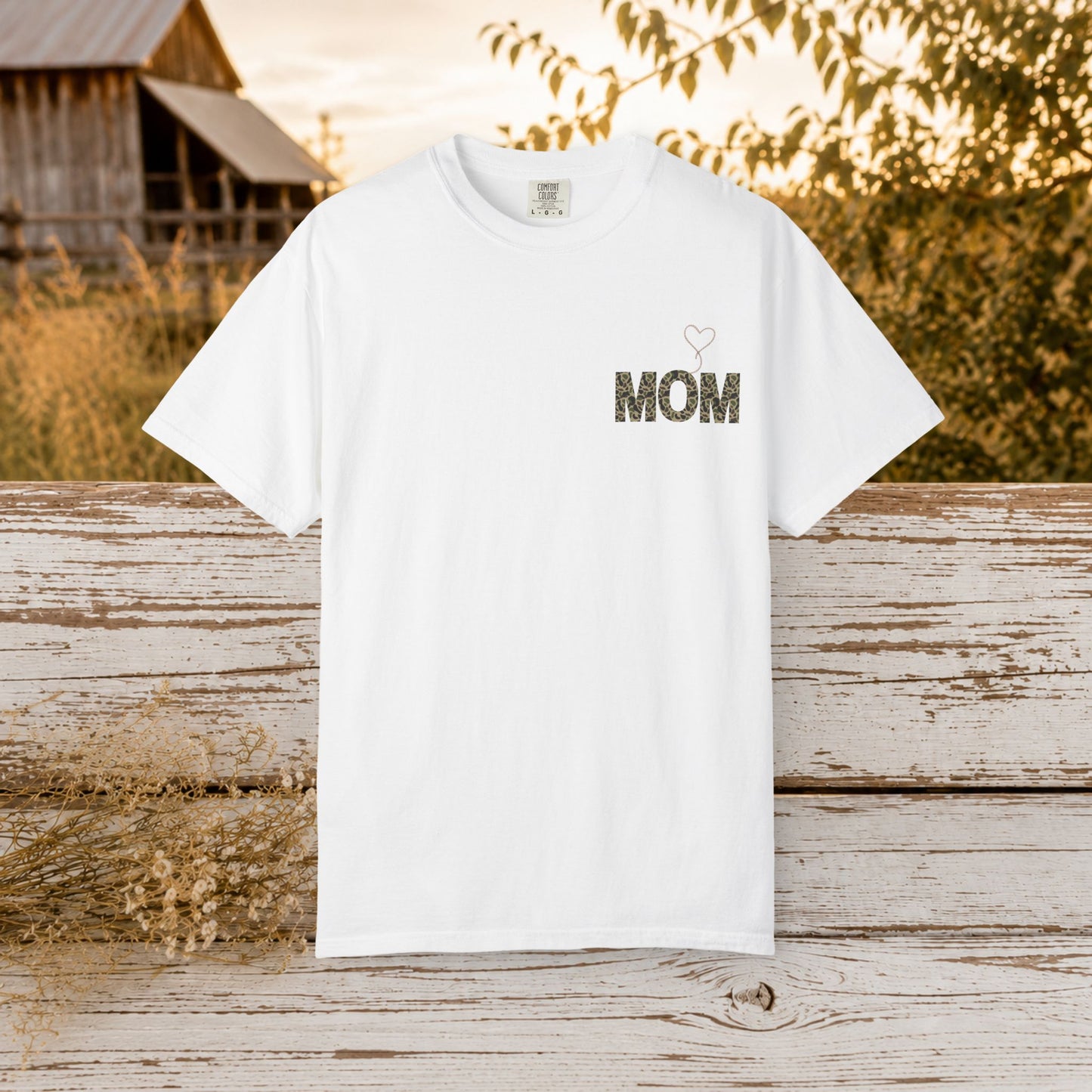 Country Mom Camo Shirt with Rope Heart, Rustic Mama T-Shirt, Western Mom Gift, Camo Heart Graphic Tee, Mothers Day Country Mom Shirt