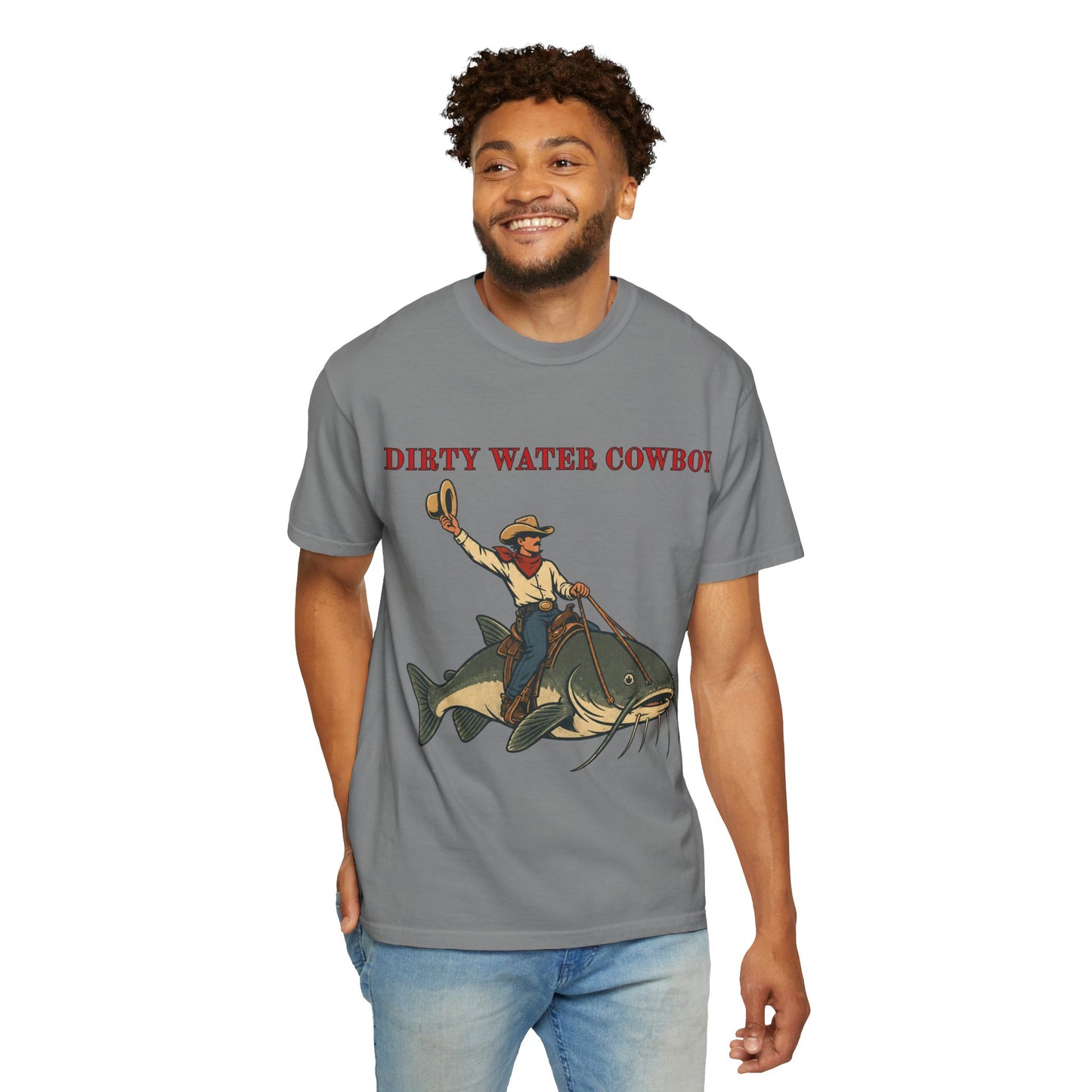 Dirty Water Cowboy T-Shirt – Vintage Fishing Catfish Cowboy Tee