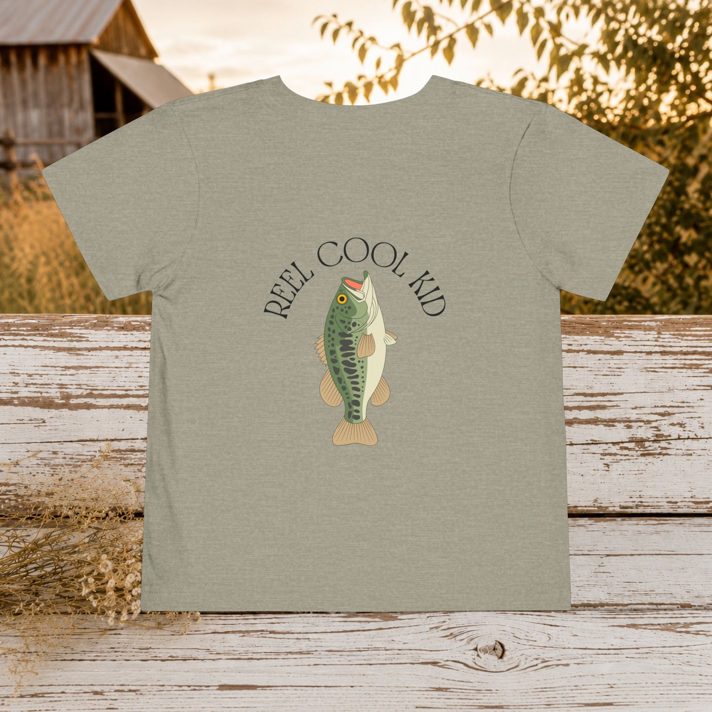 “Reel Cool Kid” Fishing Bass Graphic - Toddler Tee