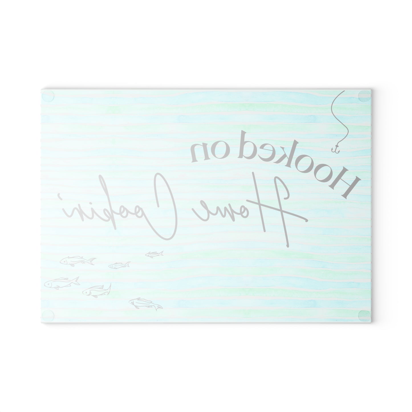 Hooked on Home Cookin' Glass Cutting Board – Coastal Kitchen Decor