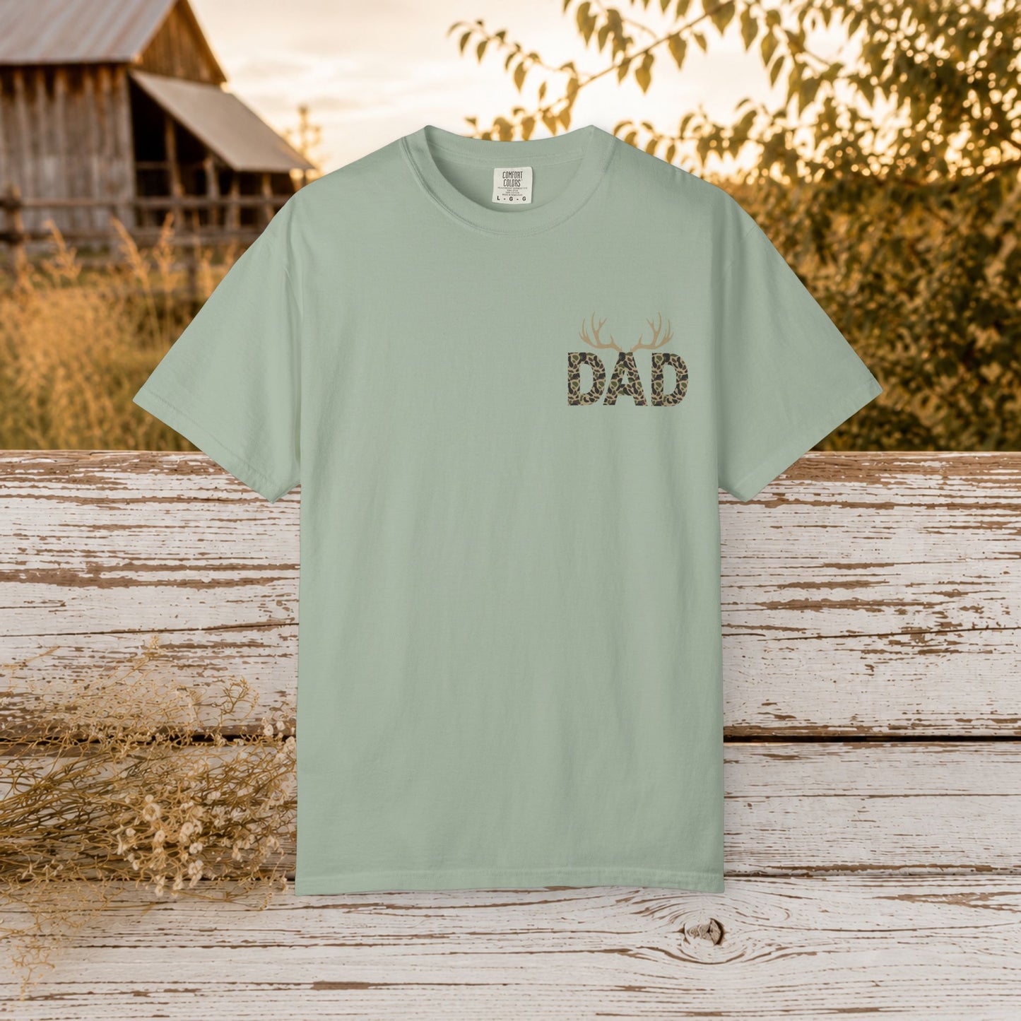 Dad Camo Deer Antler Shirt, Country Dad Hunting T-Shirt, Rustic Fathers Day Gift for Hunter, Antlers Graphic Tee for Dad, Outdoorsman Gift