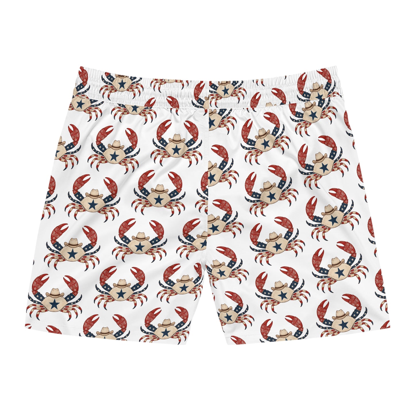 USA Cowboy Crab Swim Shorts — Patriotic 4th of July Beachwear