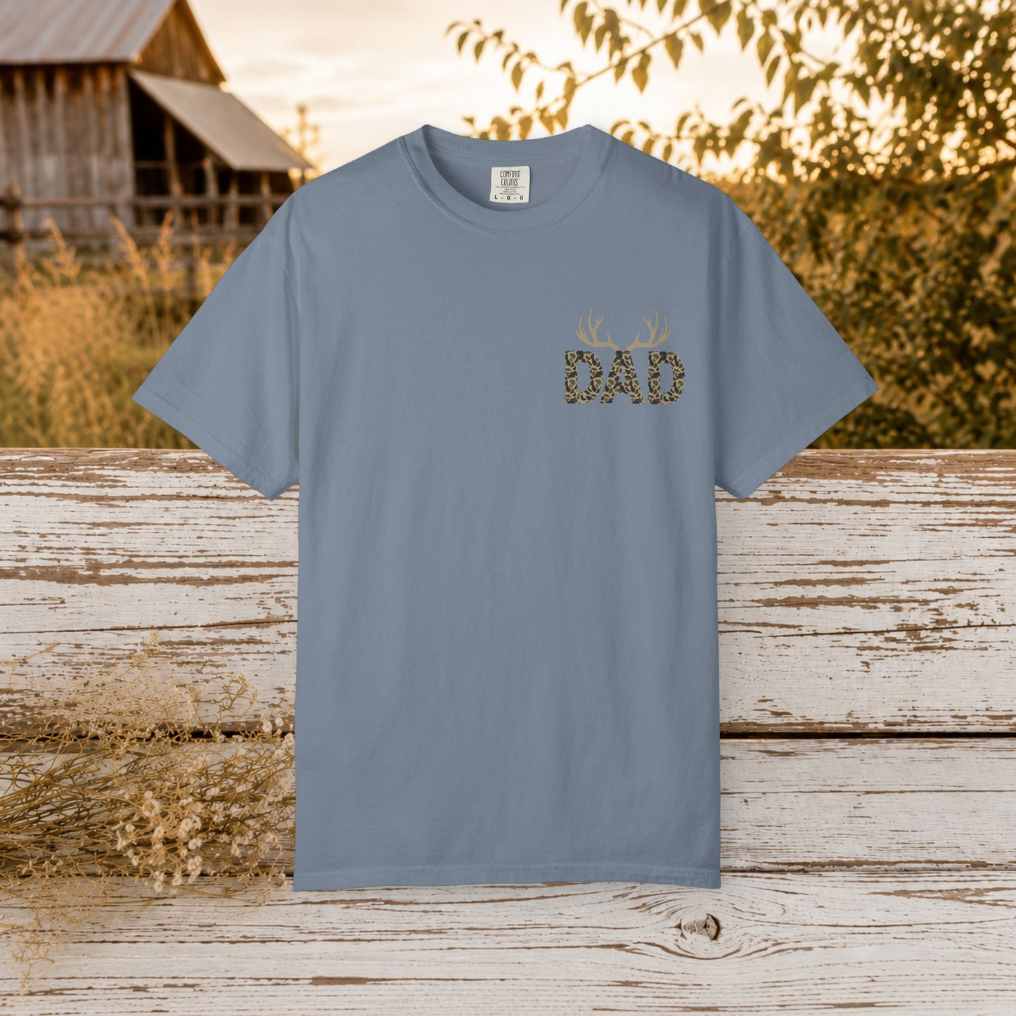 Dad Camo Deer Antler Shirt, Country Dad Hunting T-Shirt, Rustic Fathers Day Gift for Hunter, Antlers Graphic Tee for Dad, Outdoorsman Gift