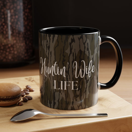 Hunting Wife Life Bottomland Camo Accent Coffee Mug
