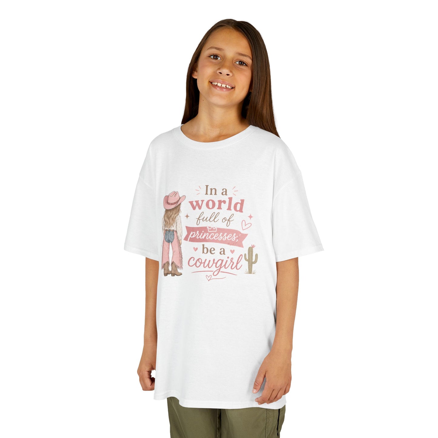"In a world full of princesses be a cowgirl" Pink Western Graphic - Kids Tee