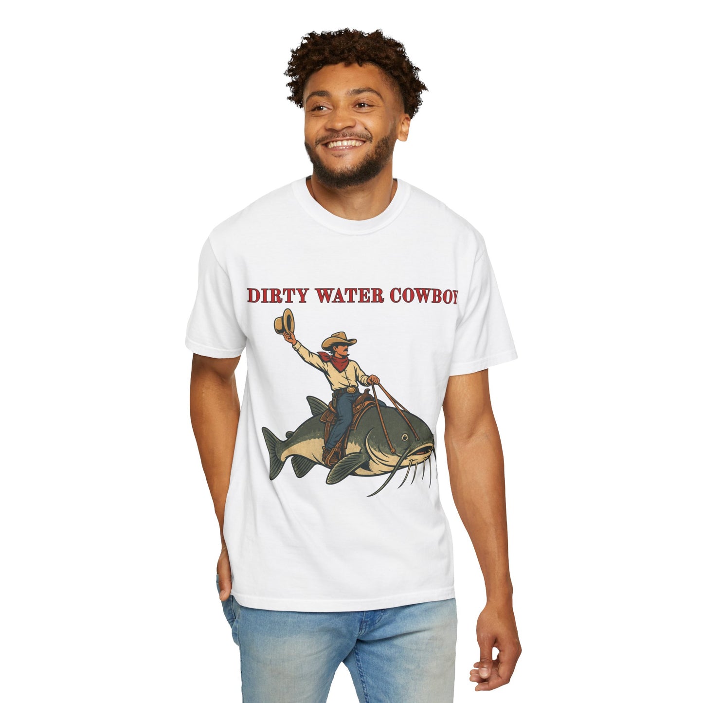 Dirty Water Cowboy T-Shirt – Vintage Fishing Catfish Cowboy Tee