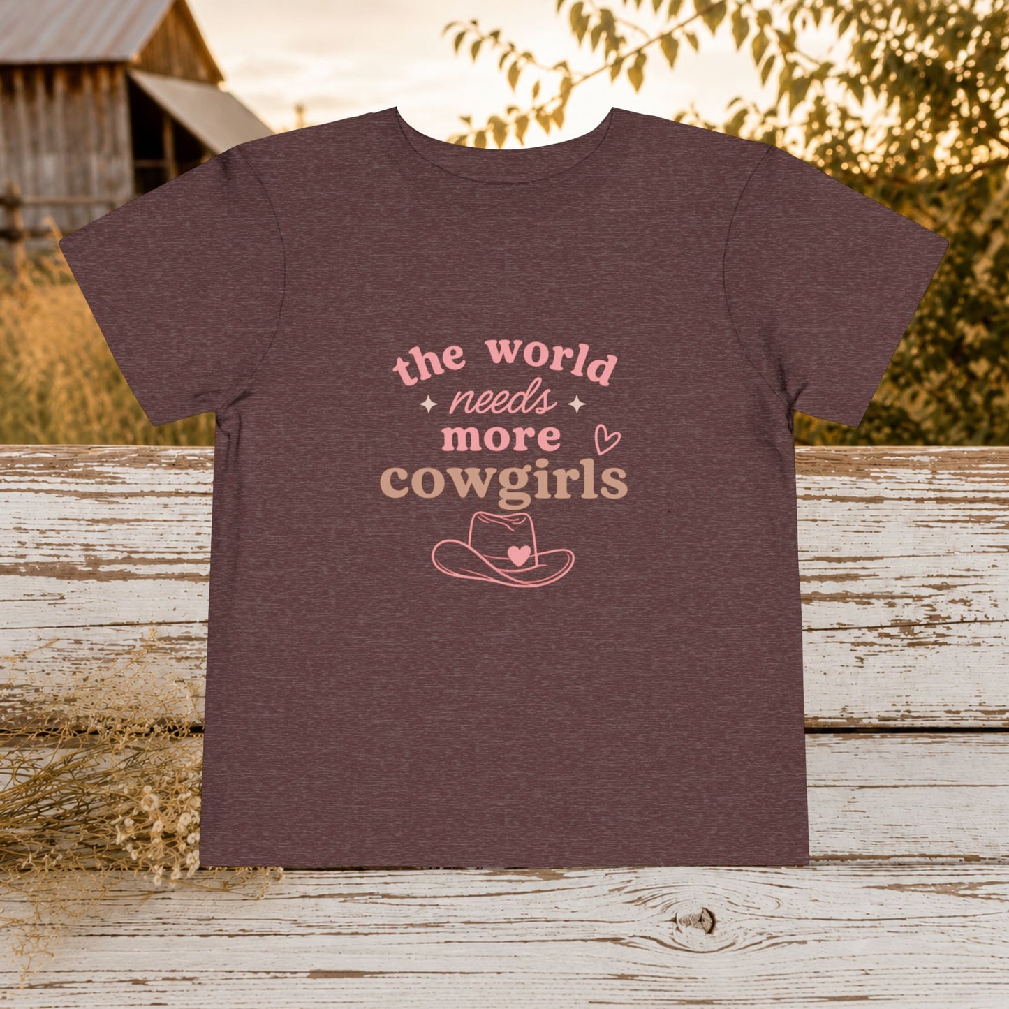 "The World Needs More Cowgirls" Pink Cowgirl Hat Kids Shirt - Toddler Tee