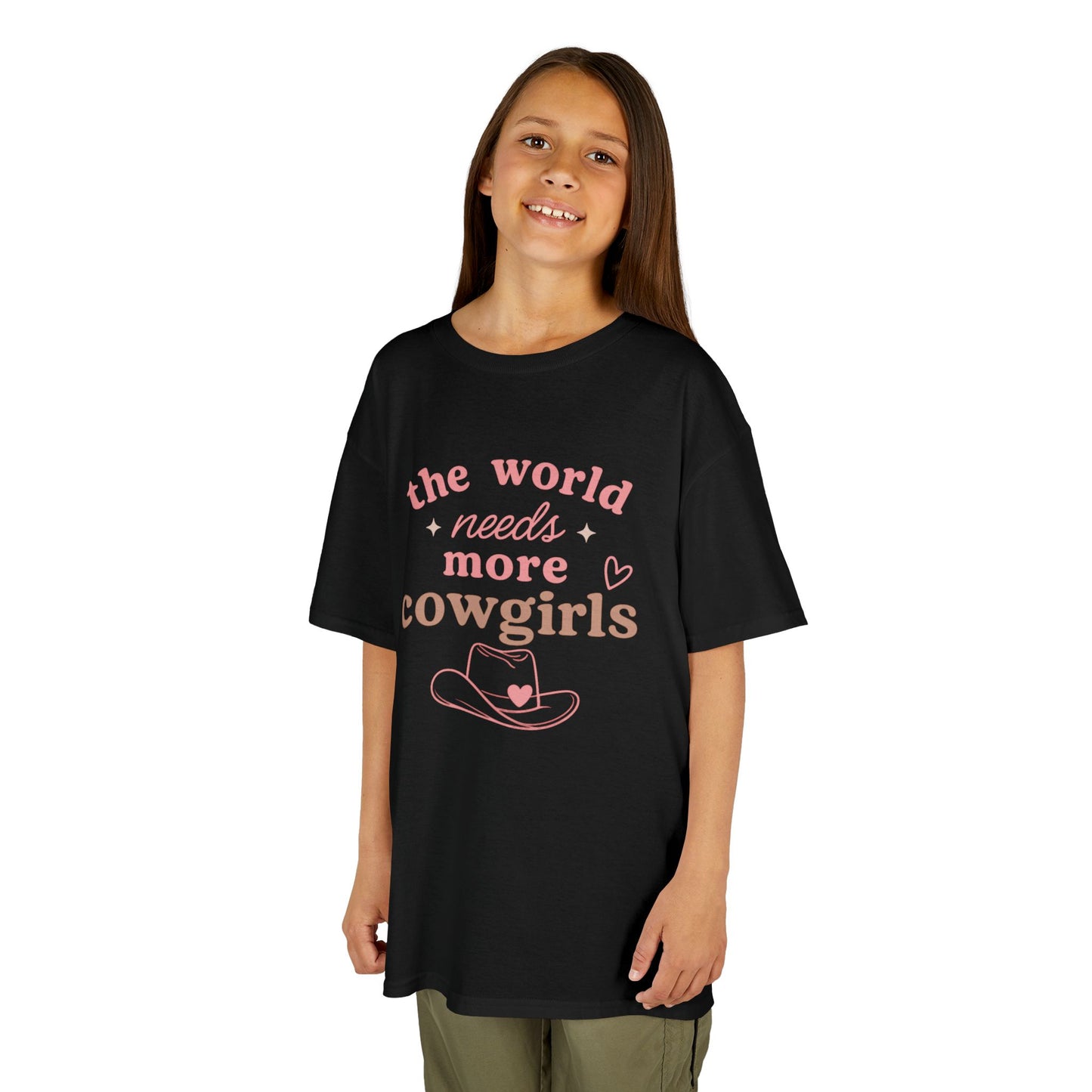 “The World Needs More Cowgirls” Pink Cowgirl Graphic - Kids Tee