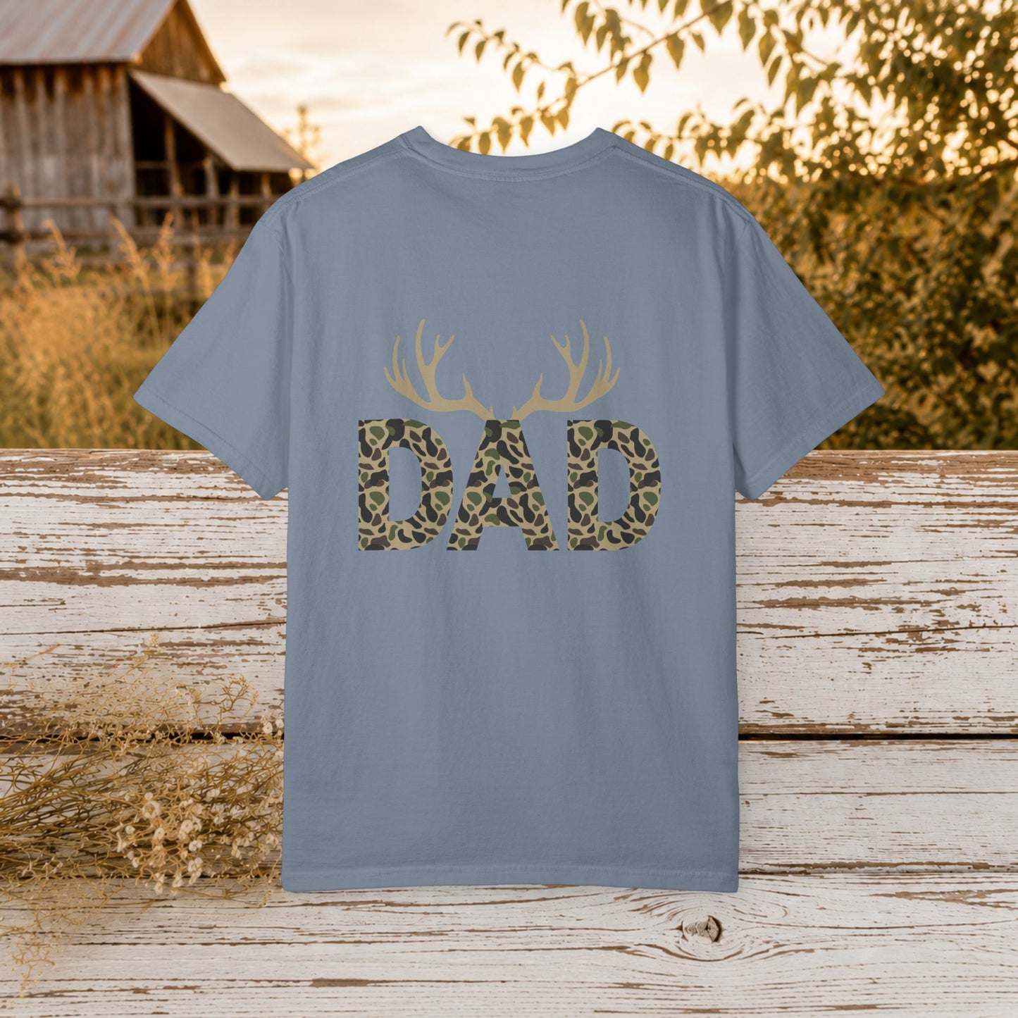 Dad Camo Deer Antler Shirt, Country Dad Hunting T-Shirt, Rustic Fathers Day Gift for Hunter, Antlers Graphic Tee for Dad, Outdoorsman Gift