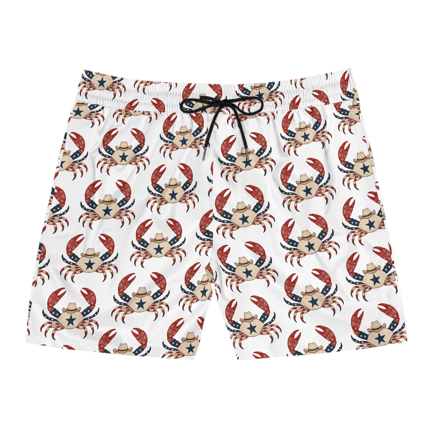 USA Cowboy Crab Swim Shorts — Patriotic 4th of July Beachwear