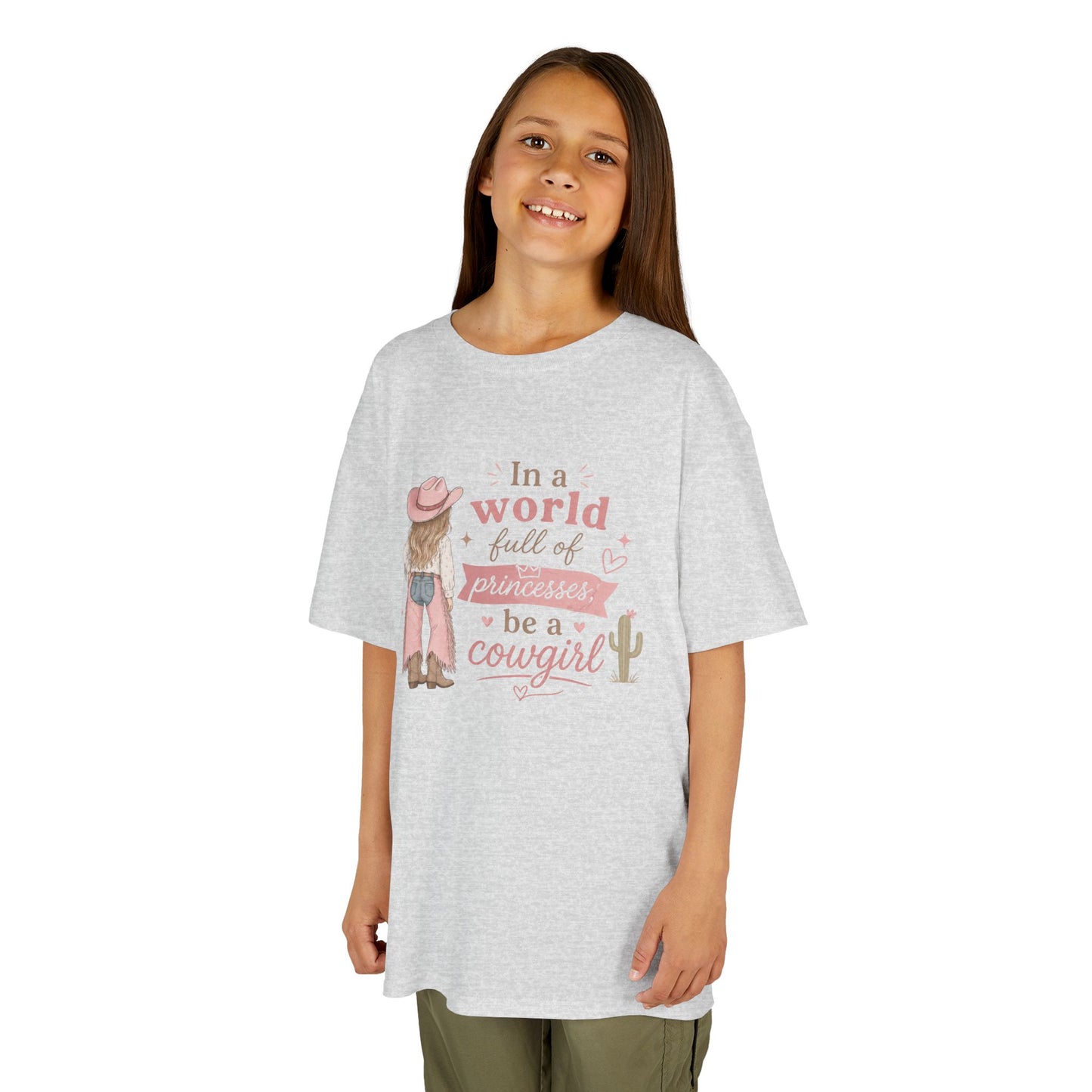 "In a world full of princesses be a cowgirl" Pink Western Graphic - Kids Tee