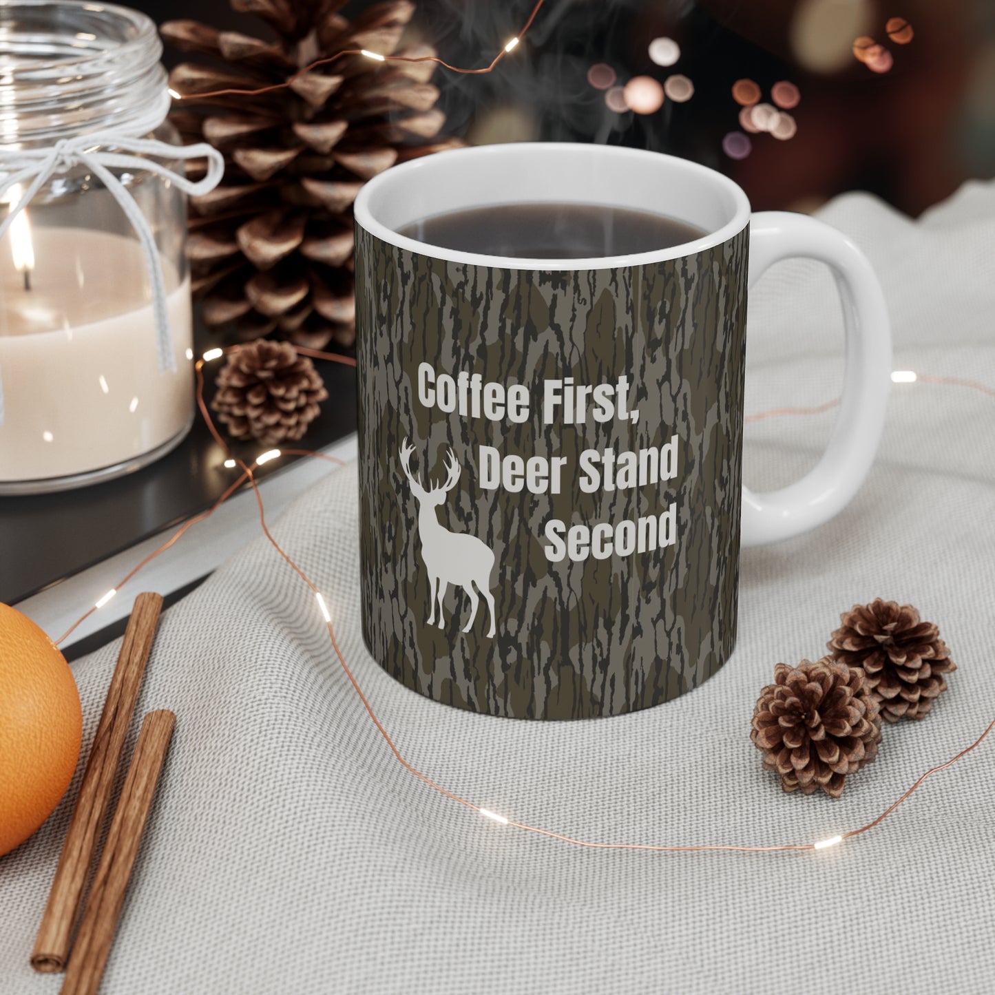 Coffee First, Deer Stand Second Camouflage Hunting Mug – 11oz