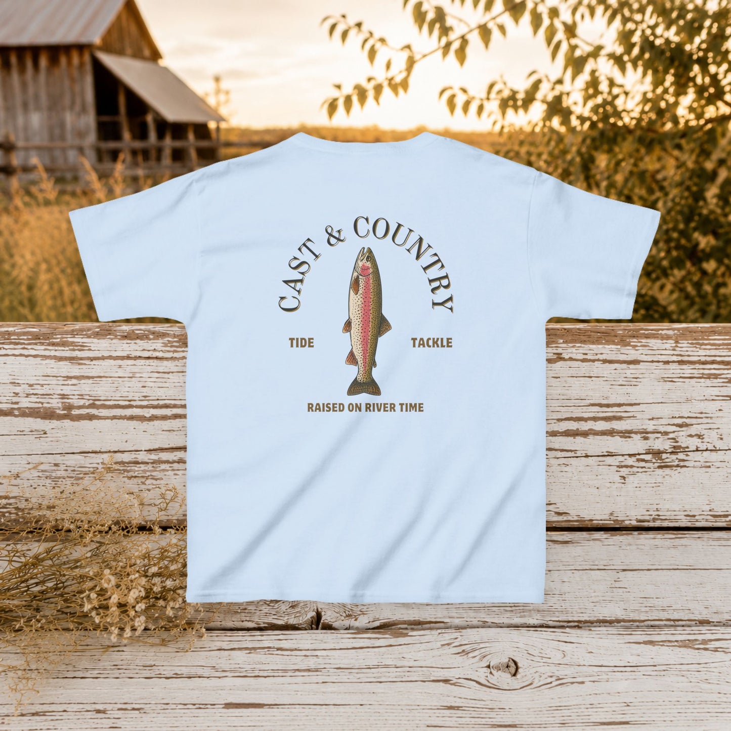 "Cast & Country" Trout Fishing Graphic Shirt - Kids Tee