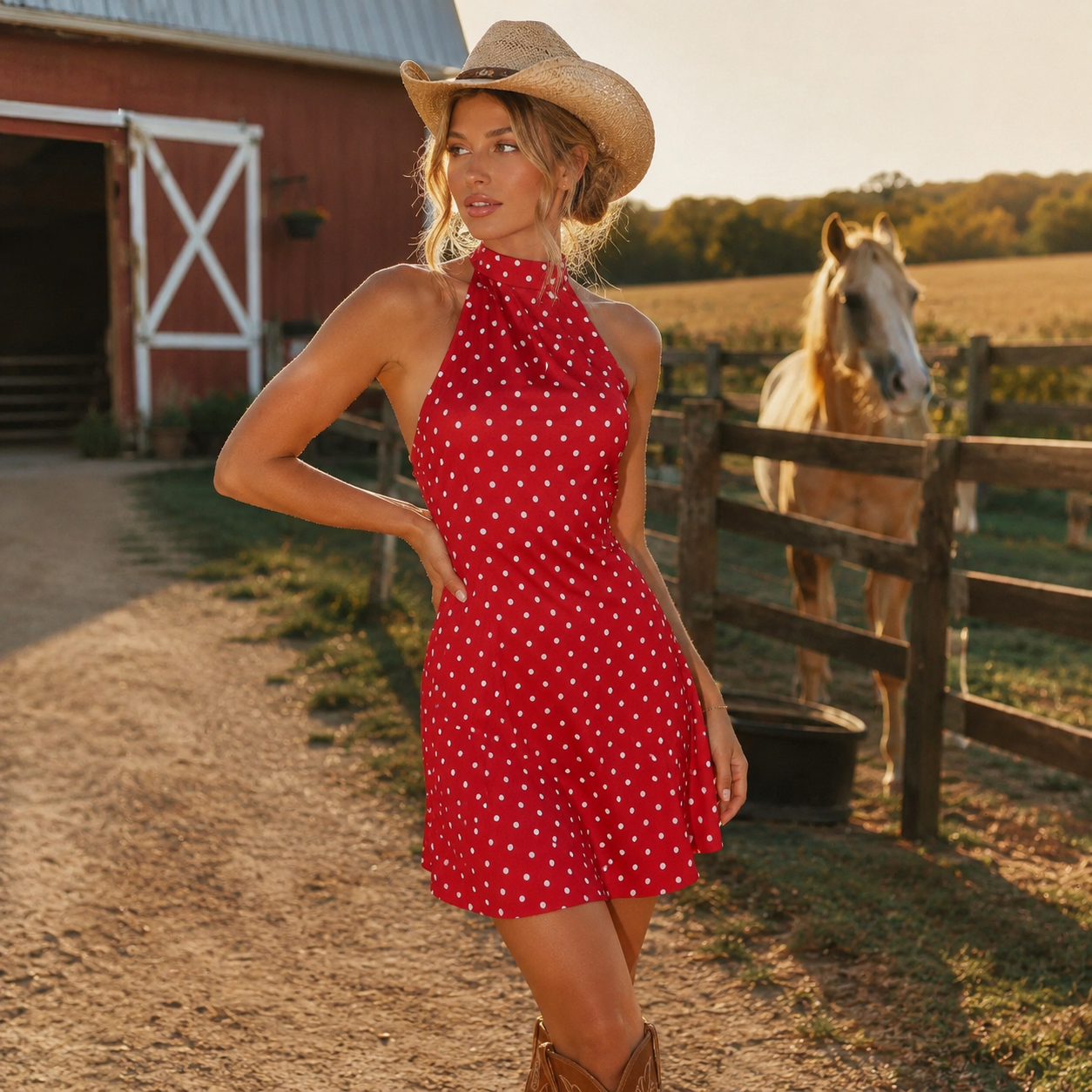 Classy Polka Dot Off-Shoulder Sleeveless Backless Mini Dress