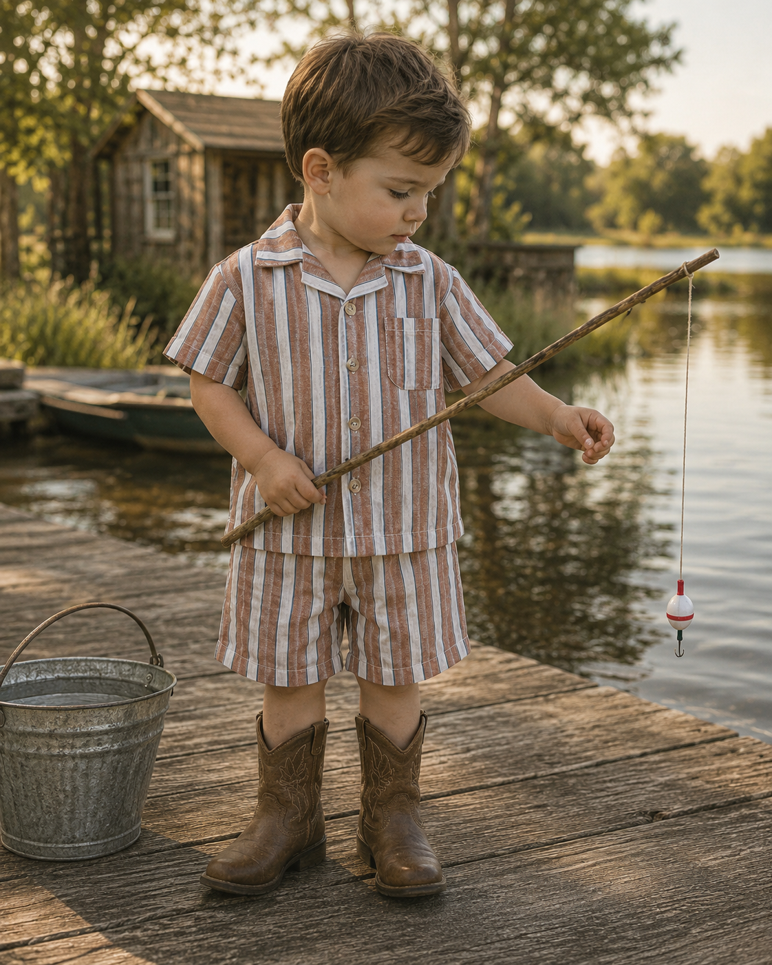 Little Coastal Cowboy Stripe Matching Set