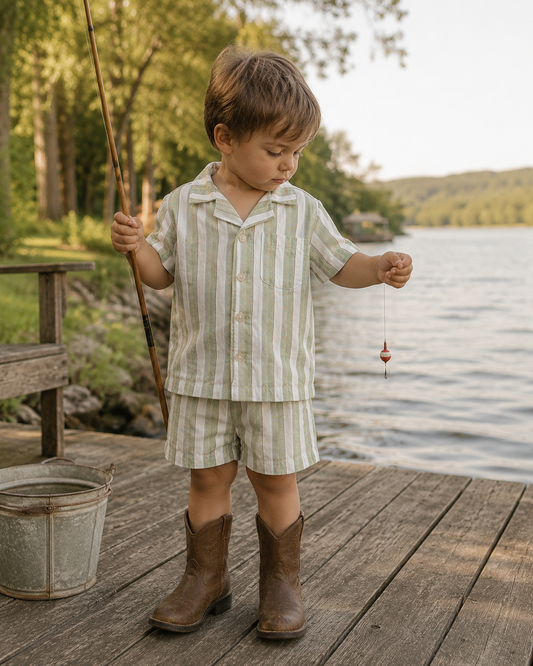 Little Coastal Cowboy Stripe Matching Set