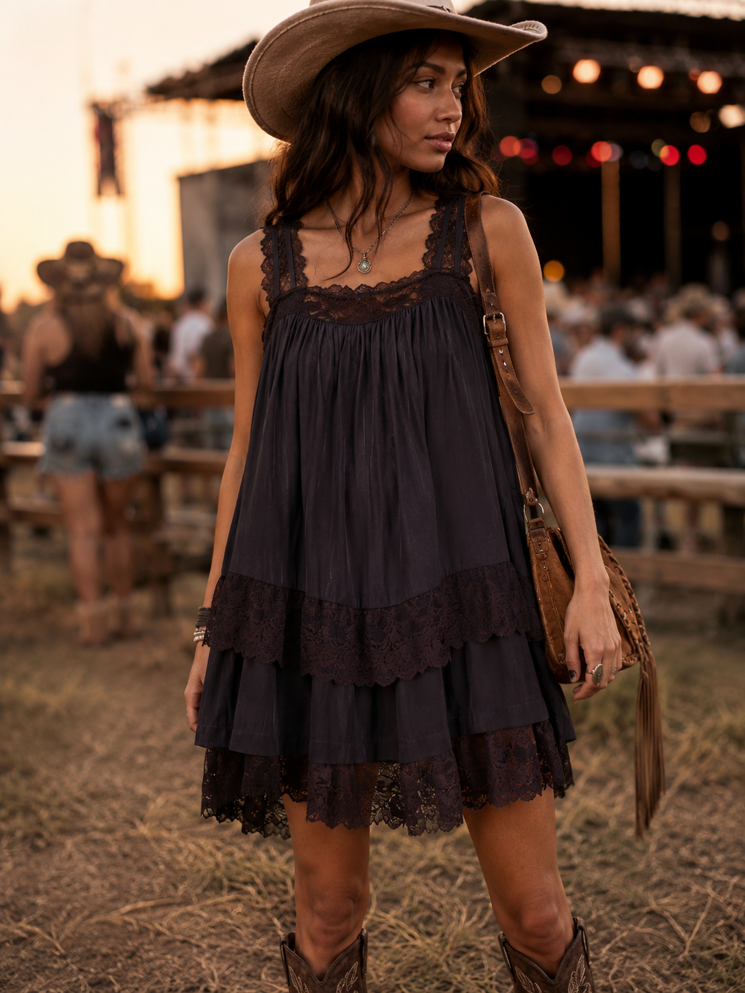 Rustic Romance Vintage Style Mini Dress