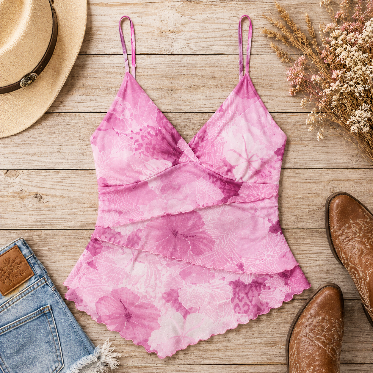Floral Lightweight Mesh Tank Top